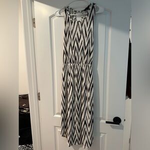 Fun gray, and white dress